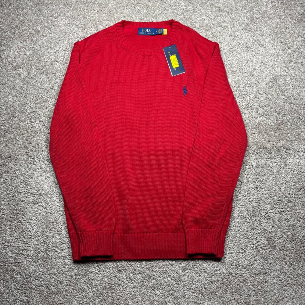 Polo Ralph Lauren Mens Red Cotton Crewneck Sweater M Classics 710810846017
